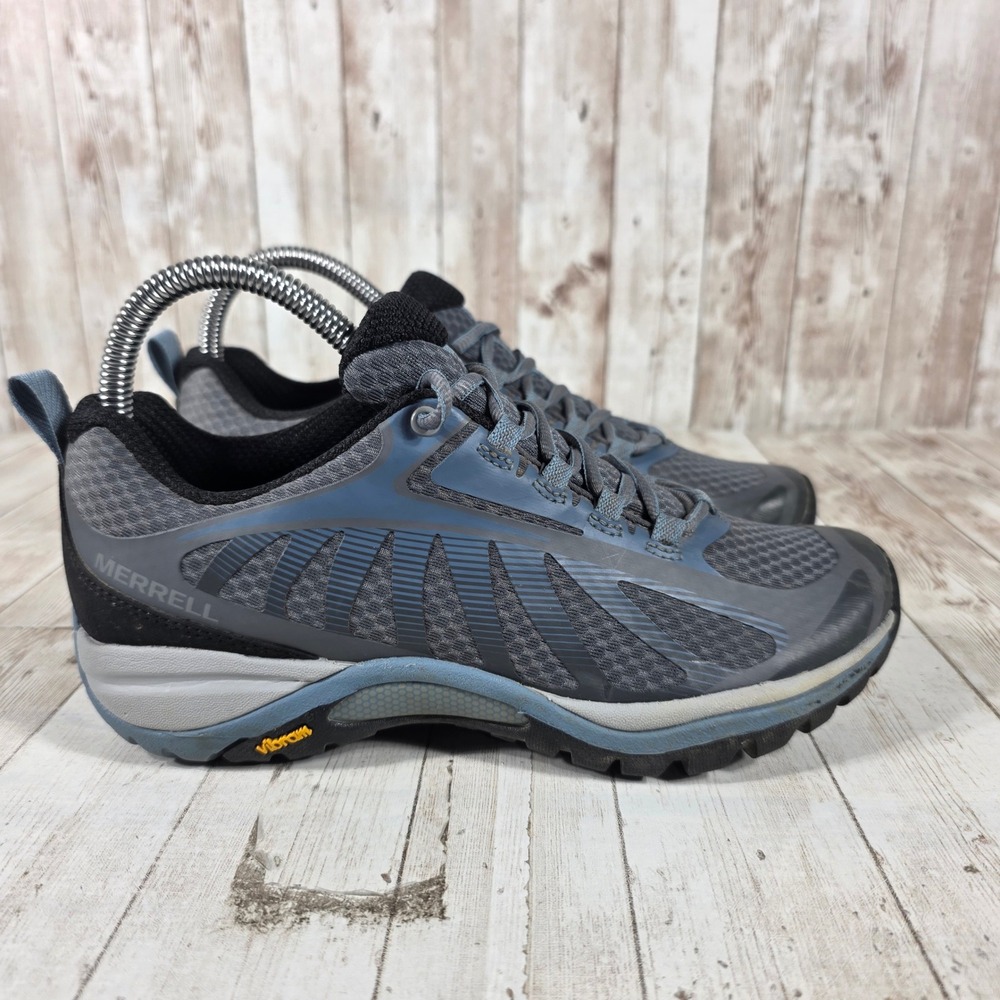 Merrell Siren Edge 3‎ Womens 6.5 Grey Blue Hiking Trail Shoes Vibram J034434
